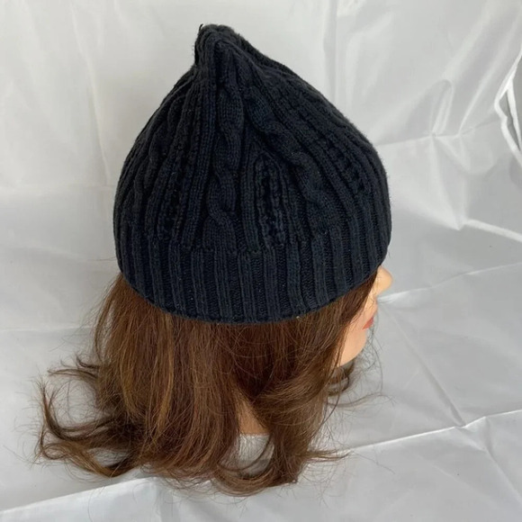 DENVER HAYES Cable Knit Fleece Lined Black Beanie Hat Toque O/S - Picture 5 of 11